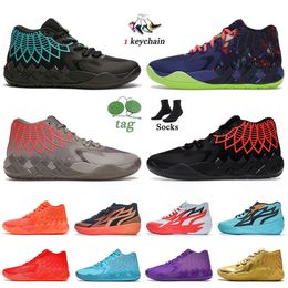 Chaussures de basket-ball masculines MB01 Rick Morty à vendre Ball Queen City Blue Orange Green Green Perle Pink Purple Cat Carton Melo Sneakers Sport Trainers