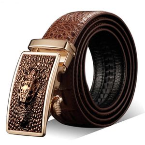 Ceinture en cuir pour hommes avec boucle automatique en crocodile