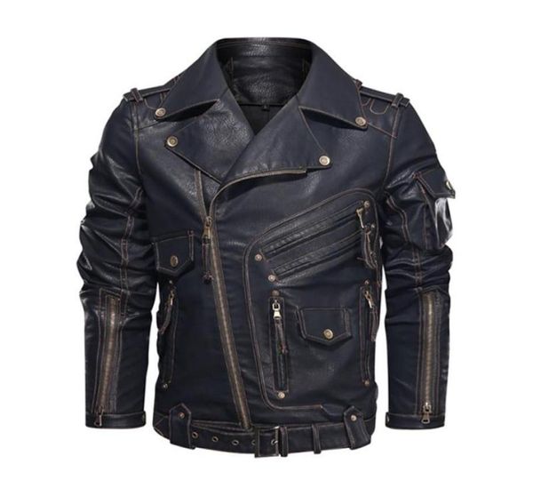 Chaqueta de motociclista de cuero para hombre Motos de moda Puuterrollas de ropa pura Pugua de abrigo de la cremallera