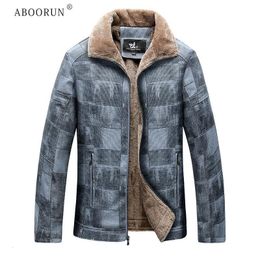 Hommes en cuir Faux ABOORUN hiver polaire PU veste affaires décontracté laine manteau kaki chaud pour homme 221129