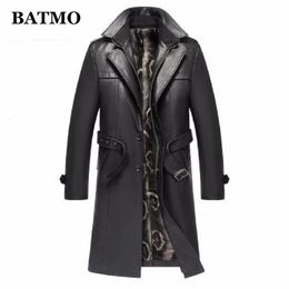 Hommes en cuir Faux Batmo arrivée automne hiver réel trench-coat épais hommes veste longue pardessus plussize S5XL 231027