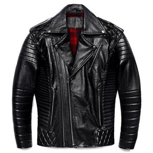 Veste en cuir pour hommes en cuir noir