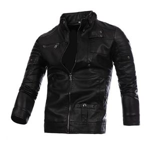 Mens Leather Faux Fashion Winter Jackets Men Pu Stand Kraag Slim Fit Lether Motorfiets Zipper Casual Drop Delivery Apparel Clothin Dh6DB