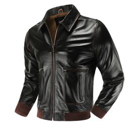 Veste maximale en cuir en cuir en cuir pour hommes