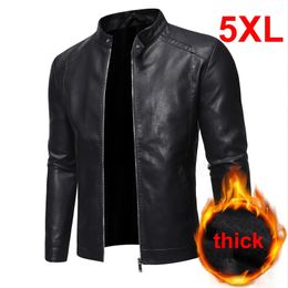 Heren Lederen Faux PU Jas Motorcycle Biker Jassen Herfst Winter Warm Zwart Outdoor Uitloper Jassen 5XL Plus Szie 231129