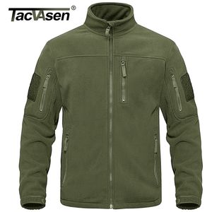 Mens Leather Faux Tacvasen Volledige ritssluiting Tactisch leger Fleece Jacket Militaire thermisch warme werk Coats Safari Outwear Wind Breaker 220919