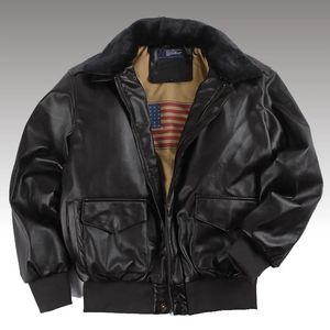 Hommes en cuir Faux hiver Air Force vol veste col de fourrure rétro mâle extérieur bombardier Winderbreaker moto vêtements d'extérieur manteaux 231120