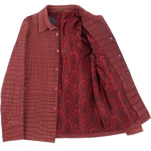 Chaqueta de cuero para hombre otoño zilli abrigo rojo informal de cocodrilo esmerilado