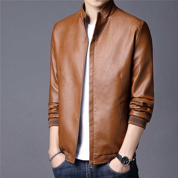 Vestes et manteaux en cuir pour hommes vestes en cuir décontractées hommes style coréen mince mince vêtements à la mode manteaux courts 211009