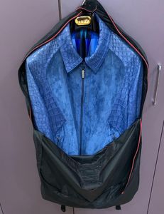 Herenleren jassen herfst zilli blauw krokodil huid ing jas casual jas