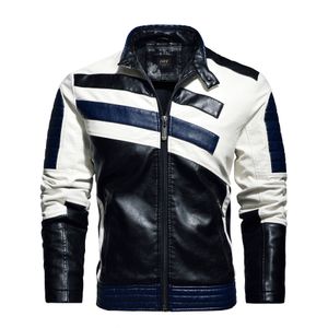 Hommes vestes en cuir moto col montant fermeture éclair nouveau mâle PU manteaux motard rue Faux cuir polaire Bomber veste vêtements d'extérieur