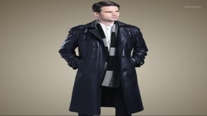 Mens Leather Long Coat Slim Motorcycle Jackets Men Fashion Dikke Autumn Winter Design Plus Velvet Black Jaqueta de Couro Men07245589