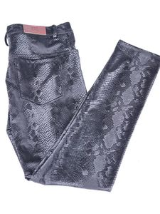 Pantalon en cuir pour hommes Pantalon de serpent imprimé pantalon en cuir PU sexy pantalon serré pantalon mince crayon Performance Vêtements 240429