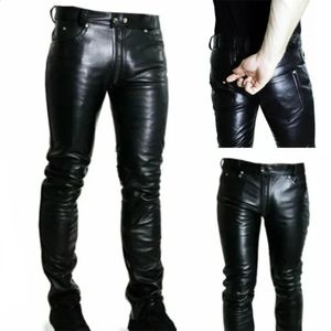 Heren Leren Broek Effen Kleur PU Rits Toevallige Leren Broek Streetwear Mannen Mode Volledige Lengte Trpisers Masculina 240123