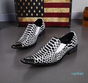 Chaussures de soirée en cuir pour hommes Noir Blanc Zebra Stripe Italian Mens Casual Oxfords Chaussures Chaussures de mariage pour hommes 39-46 Plus Size Business Shoe