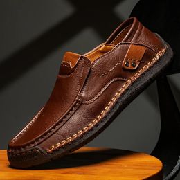 Lederen schoenen van heren Casual comfort slip-on loafer zachte penny loafers voor mannen lichtgewicht rijbootschoenen 240407