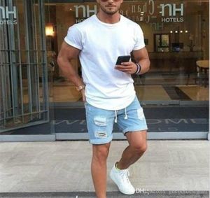 Bleu clair à hommes jeans courts de mode Distrive Ripped Shorts de créateur masculin avec zipper2278736