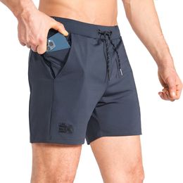 Mens lichtgewicht sportschool shorts Running workout shorts met zakken, mannelijk groot, donkergrijs