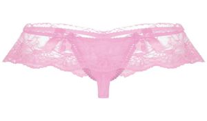 Lingerie Mens Lace Sissy sous-vêtements Voir à travers Bowknot Briefes sexy Panties Low Wistr Open Bulge Socch Tongs Sous-Pants Women0396264683