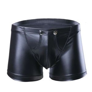 Lingerie pour hommes pantalons courts pour sexe doux latex fetish boxeur masculin en cuir mâle sachet souche