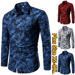 Heren Casual overhemd met lange mouwen, coole print, Klassiek ontwerp, Button-down, Modieus, Slim Fit XS8XL 240119