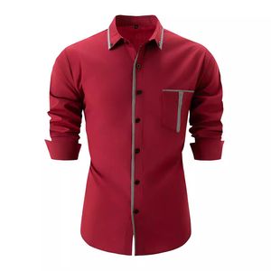 Heren lange mouw Hawaiiaans shirt zomer casual fabriek directe verkoop katoen rood shirt vintage blouse tops plus maat 3xl oversized tops anti-shrink brede cloth heren shirt