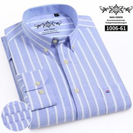 Mens Lange Mouw Solid Oxford Dress Shirt Mannelijke Casual Regularwith Links Borst Pocket Tops Button Down Shirts LJ200925