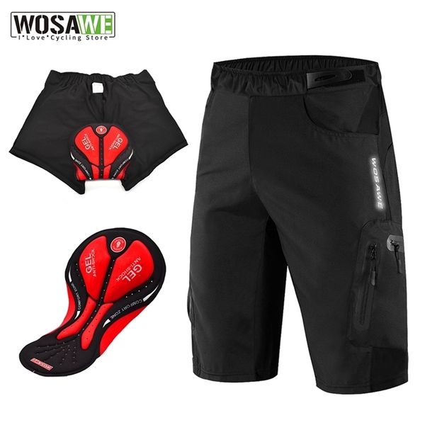 Mens Loose Cycling Shorts 3D Rembourré Sports de Plein Air Pluie Sale Résistance Respirant Vélo Descente Vélo Course VTT 220721