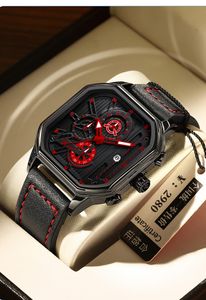 Heren lichtgevende quartz horloges met skelet wijzerplaat en siliconen band Datumweergave Tourbillon Skeleton lichtgevend horloge Mode waterdicht horloge Datum polshorloge