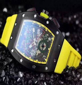 Mens luxe zwarte PVD roestvrijstalen felipe massa flyback horloge transparante datum rubber duik mechanische automatische polshorloges voor mannen 9929830