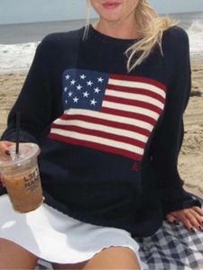 Mens luxe confortable nouveau 23ss dames tricoté - drapeau américain pull hiver haut de gamme marque de mode pull 100% coton designer populaire