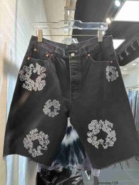 Bourts de concepteur de luxe pour hommes Jeans hommes jean flower diamant denim shortpants slim street hip hop spkr