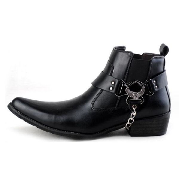 Hommes de luxe mode Punk Rock robe bottes en cuir bout pointu Oxfords chaussures tendance bottines Zapatos Hombre 1AA44