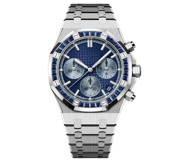 Montre-bracelet de luxe pour hommes, entièrement fonctionnelle, mouvement à Quartz, horloge, bracelet en acier inoxydable, verre saphir, masculino