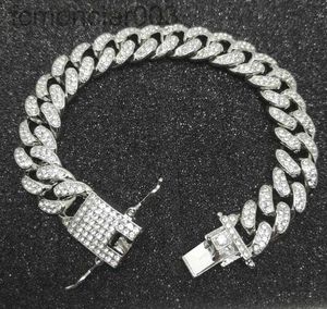 Mens Luxe Iced Out Diamond Mode Chain armbanden Boerbakken 18K Gold Silver Cuban Link Miami Bracelet Hip Hop Jewelry T6N4
