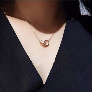 Mens luxe kettingkettingen hanglang ketting voor mannen passen vergulde zilveren gouden dubbele ring kettingen aan voor vrouwen bruiloft mode geschenken titanium stalen sieraden