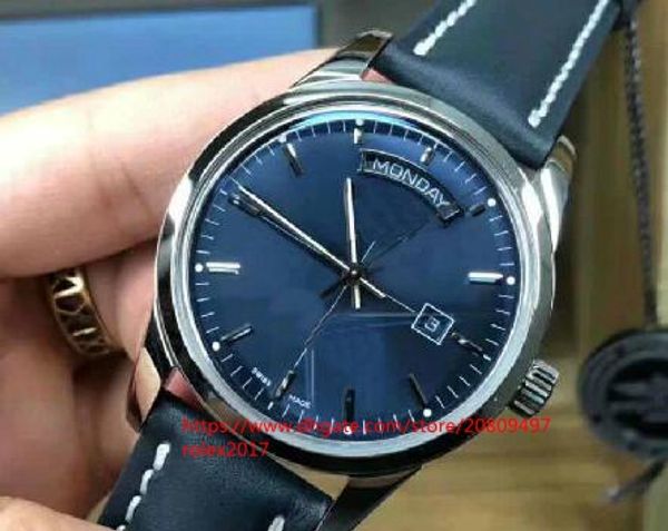 Hommes de luxe Top Transocean Day Date automatique nickelé Asie 2824 cadran bleu avec marqueurs de bâton montres lumineuses pour hommes 20192205