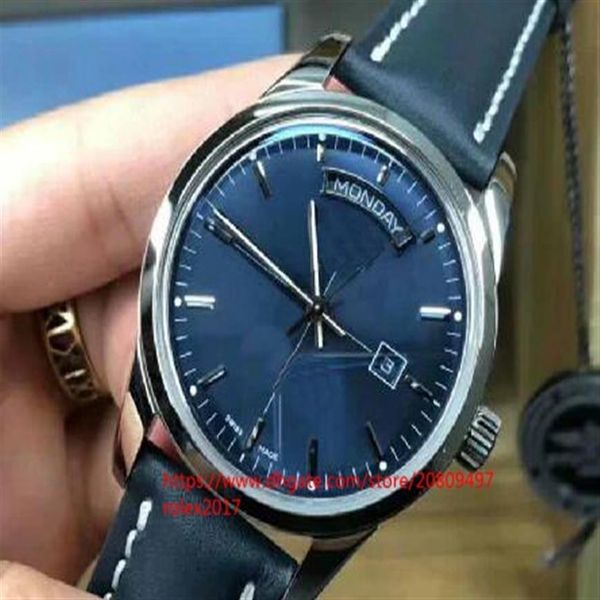 Hommes de luxe Top Transocean Day Date automatique nickelé Asie 2824 cadran bleu avec marqueurs de bâton montres lumineuses pour hommes 2019263w