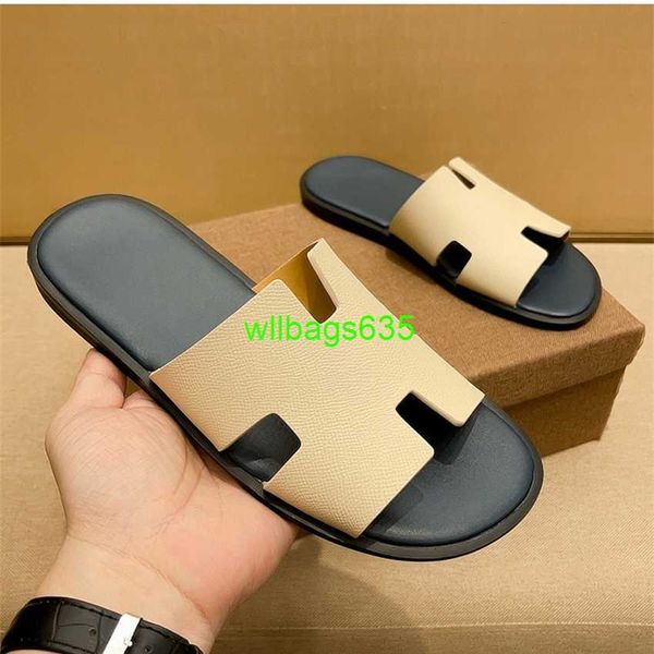 Mentiers Lzmir Sandals Slippers en cuir Softsole Softsole Pantors pour hommes Summer Swear Trendy Beach Shoes Trendy Brand Highend Odor Resista a Logo HBQP