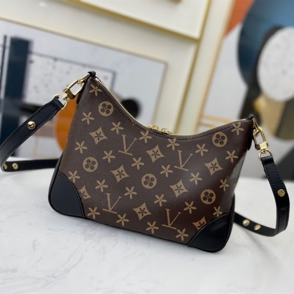 M45832 Bolso de embrague de flor marrón Boulogne Bolso de embrague Cadena de oro de lujo Bolsos de mano de diseñador Bolso de compras grande para mujer Cuero genuino Cross Bodys Tronco Bolsas de hombro