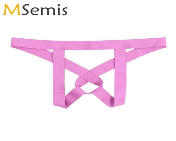 Hommes Lingerie masculine culotte taille basse tongs slips jockstraps trous de pénis Sissy évider ouvert BuExotique sous-vêtements caleçons Wome8031002