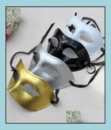 Mens Masquerade Mask Fancy Dress Venetian Masks Plastic Half Face Optioneel Mticolor Zwart Wit goud Drop Delivery Party Feestelijk6787159