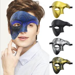 Mens Masquerade Mask Vintage Phantom of the Opera One Eyed Half Face Costume Venetian Party Christmas Halloween Carnival Mardi Gras Ball Props