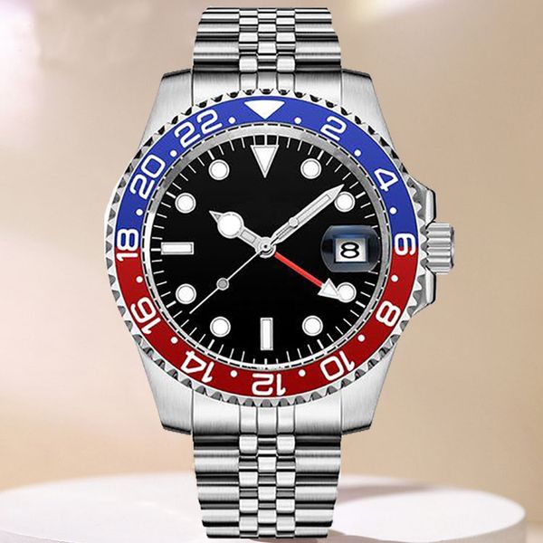 Reloj para hombre Master GMT AAA Automático Rojo Azul Pepsi Zafiro Relojes de pulsera luminosos Diseñador Hombre de lujo Correa de acero Reloj de pulsera Montre Relojes de alta calidad