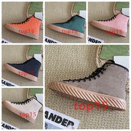 Heren maxi kameel en ebbenhout schoenen Italiaanse canvas schoenontwerper Dames casual sportschoenen G geborduurde rubberen zool Luxe Heren veterschoenen hoge top 34-44