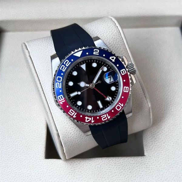 Reloj mecánico para hombre Movimiento automático Relojes de 40 mm para hombres Hebilla plegable Correa de goma Diseño resistente al agua Moda Negocios 265e