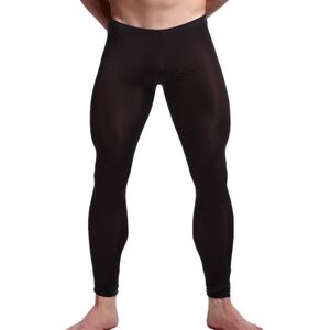 Hommes Sexy Sommeil Bas Glace Soie Ultra-Mince Transparent Thermique Cool Leggings Hommes Long Johns Lounge Pantalon Serré Sous-Vêtements 265