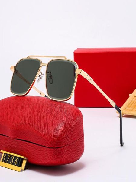 gafas de sol vintage de metal masculina anteojos de puente de doble nariz Pilot Square Model de diseñador Gold Green Fashion Eyewear for Man Driving6790254