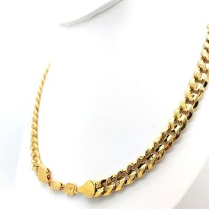 Collier chaîne à maillons cubains Miami pour hommes, finition en or 18 carats, estampillé de 10 mm, grand 24 pouces de Long, Hip Hop235k