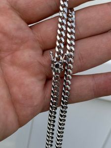 Cadena de eslabones cubanos de Miami para hombre, collar con cierre de caja de relleno de plata de ley 925 auténtica sólida, 6mm